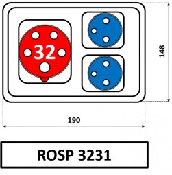 Zásuvková rozvodnica - ROSP 3231 - 1x32A/400V/5p + 2x16A/250V (10010526.00)