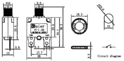Bimetalový tepelný istič ST-1 AC/DC 10A 125/250VAC 32VDC (L200B)