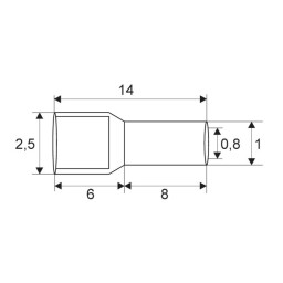 Dutinka izolovaná 1x 0,5 mm² / 8mm E0508 (L822-100) 100ks/balenie