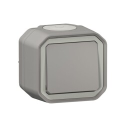 Plexo55 069711L striedavý prepínač č.6 povrch. sivý