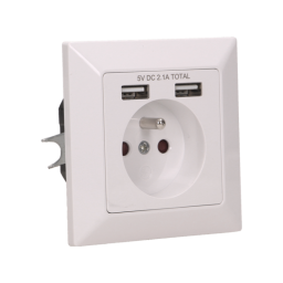 Zásuvka ORNO OR-AE-13140 1-násobná + 2xUSB biela