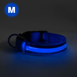 Svietiaci LED obojok  " M " modrý (60028A)