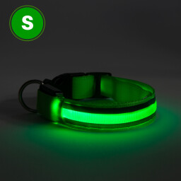 Svietiaci LED obojok  " S " zelený (60027D)