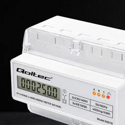 Digitálny elektromer Qoltec 50978 DIN 3-fázový 3x230/400V 100A