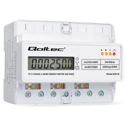 Digitálny elektromer Qoltec 50978 DIN 3-fázový 3x230/400V 100A