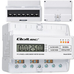 Digitálny elektromer Qoltec 50978 DIN 3-fázový 3x230/400V 100A
