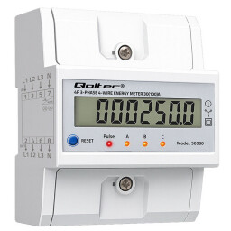 Digitálny elektromer Qoltec 50980 DIN 3-fázový 3x230/400V 100A Resetovaťeľný