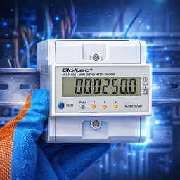 Digitálny elektromer Qoltec 50980 DIN 3-fázový 3x230/400V 100A Resetovaťeľný