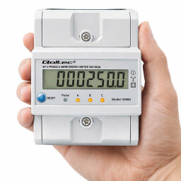 Digitálny elektromer Qoltec 50980 DIN 3-fázový 3x230/400V 100A Resetovaťeľný