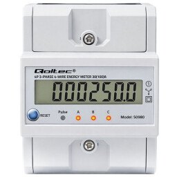 Digitálny elektromer Qoltec 50980 DIN 3-fázový 3x230/400V 100A Resetovaťeľný