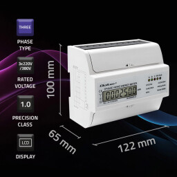 Digitálny elektromer Qoltec 50989 DIN 3-fázový 3x230/400V 100A - obojsmerný