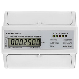Digitálny elektromer Qoltec 50989 DIN 3-fázový 3x230/400V 100A - obojsmerný