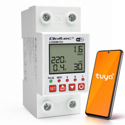 Merač spotreby el.energie Qoltec 50990 2DIN , časovač , Wifi relé (Tuya)