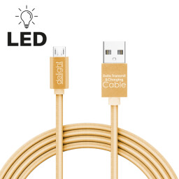 Dátový kábel - MicroUSB s bielym LED podsvietením , zlatý 55442M-G