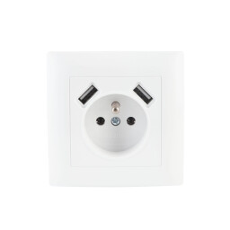 WESA - LC-13A  - zásuvka 2P+PE + 2xUSB/2A biela