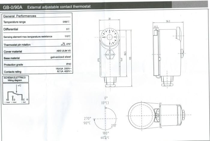 Termostat GB-0/90A príložný , bimetal. (T325D) 