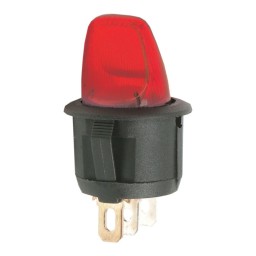 Spínač páčkový 09062PI panelový 6A/250V presvetlený - červený