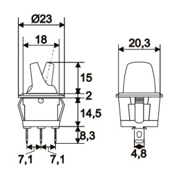 Spínač páčkový 09062ZO panelový 6A/250V presvetlený - zelený
