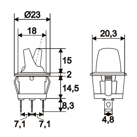 Spínač páčkový 09062ZO panelový 6A/250V presvetlený - zelený