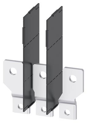 Pripojovacia sada 3VA9253-0QC00 predné prívody – rozšírené, Cu/Al pásy / káblové oká / flexibary, max. šírka pasov a káblových ok 35 mm, max. hrúbka pasov a káblových ok 10 mm, 3 ks, izolačné prepážky 2 ks, pre 3VA12