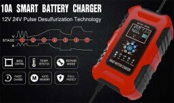 Nabíjačka akumulátorov s automatikou CARSPA CFG12/24-10 pre Pb a LiFePO4 7-etapová 10A/12V (G825)