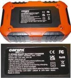 Nabíjačka akumulátorov s automatikou CARSPA CFG12/24-10 pre Pb a LiFePO4 7-etapová 10A/12V (G825)