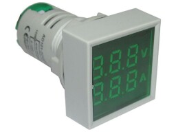 Voltmeter/Ampérmeter AD101-22VAMS panelový MP 60-500VAC +0-100AAC, zelený (R058H)