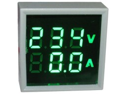 Voltmeter/Ampérmeter AD101-22VAMS panelový MP 60-500VAC +0-100AAC, zelený (R058H)