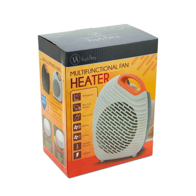 Multifunkčný ohrievač s ventilátorom bielo-oranžový 1800/2000W (51113A)