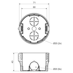 Krabica pod omietku KP 68_KA spájacia 73x42mm 8595568910592