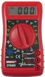 Digitálny multimeter DT830D RANGE červený (R156A)