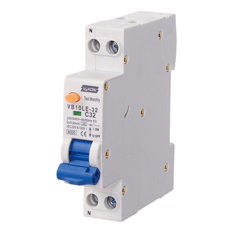 Prúdový chránič s nadprúdovou ochranou VB10LE-32 RCBO B/10A/30mA/A/6kA (L580)
