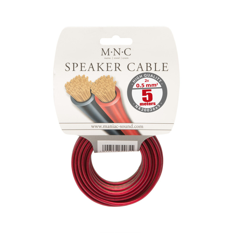 Reproduktorový kábel 2x 0,5 mm² 5m/bal. tranparentný/červený-čierny OXIGEN FREE (NX20026X5)