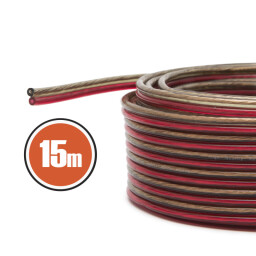 Reproduktorový kábel 2x 1,5 mm² 15m/bal. tranparentný/červený-čierny OXIGEN FREE (NX20027X15)
