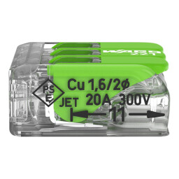 Bezskrutková krabicová svorka 221-423 s páčkami 3x 0,2-4,0mm² Green Range WAGO