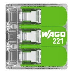 Bezskrutková krabicová svorka 221-423 s páčkami 3x 0,2-4,0mm² Green Range WAGO