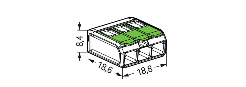 Bezskrutková krabicová svorka 221-423 s páčkami 3x 0,2-4,0mm² Green Range WAGO