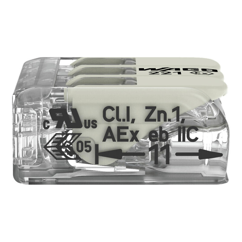 Bezskrutková krabicová svorka 221-483 s páčkami 3x 0,2-4,0mm² " Ex " - aplikácie WAGO