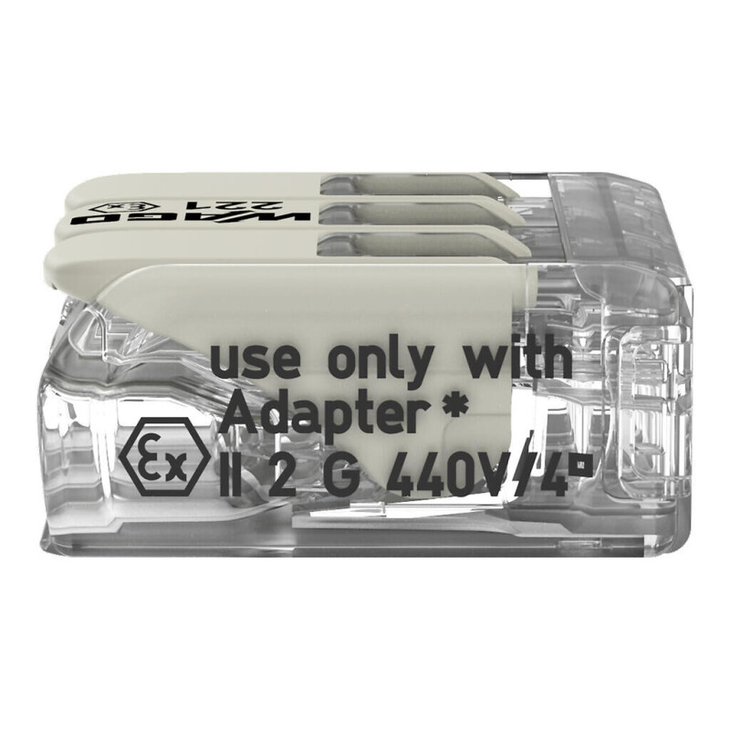 Bezskrutková krabicová svorka 221-483 s páčkami 3x 0,2-4,0mm² " Ex " - aplikácie WAGO