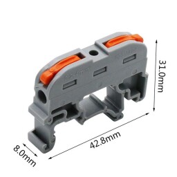 Bezskrutková krabicová svorka PCT-211 s páčkami , na DIN lištu , priama 2x1pól. 0,2-4,0mm² (L904R) KV-121
