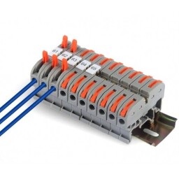 Bezskrutková krabicová svorka PCT-211 s páčkami , na DIN lištu , priama 2x1pól. 0,2-4,0mm² (L904R) KV-121
