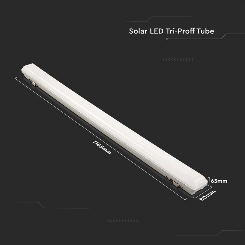 LED solárne lineárne svietidlo 120cm senzor pohybu/svetelný senzor-aut.zopnutie/vypnutie, ďiaľ.ovládanie CCT=3000-6000K (SKU: 6500) VT-120018