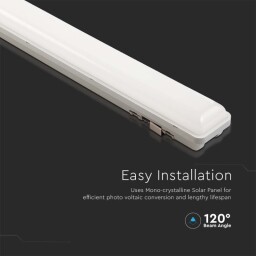 LED solárne lineárne svietidlo 120cm senzor pohybu/svetelný senzor-aut.zopnutie/vypnutie, ďiaľ.ovládanie CCT=3000-6000K (SKU: 6500) VT-120018