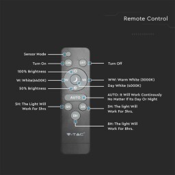LED solárne lineárne svietidlo 120cm senzor pohybu/svetelný senzor-aut.zopnutie/vypnutie, ďiaľ.ovládanie CCT=3000-6000K (SKU: 6500) VT-120018
