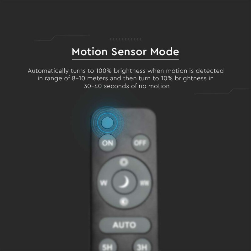 LED solárne lineárne svietidlo 120cm senzor pohybu/svetelný senzor-aut.zopnutie/vypnutie, ďiaľ.ovládanie CCT=3000-6000K (SKU: 6500) VT-120018