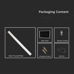 LED solárne lineárne svietidlo 120cm senzor pohybu/svetelný senzor-aut.zopnutie/vypnutie, ďiaľ.ovládanie CCT=3000-6000K (SKU: 6500) VT-120018