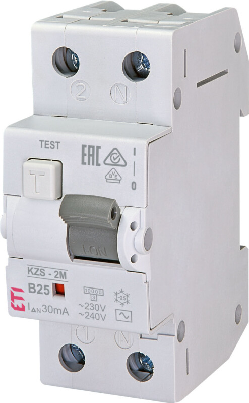 Prúdový chránič s nadprúdovou ochranou ETI 002173106 KZS-2M AC B25/0,03