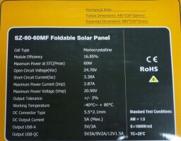 Fotovoltaický skladací , prenosný panel SZ-60-36MF-A 12V/60W (G936E)