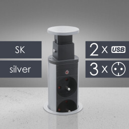 Vstavaná výsuvná zásuvka - 20430SUF - 3x16A/230V+2xUSB (delight)
