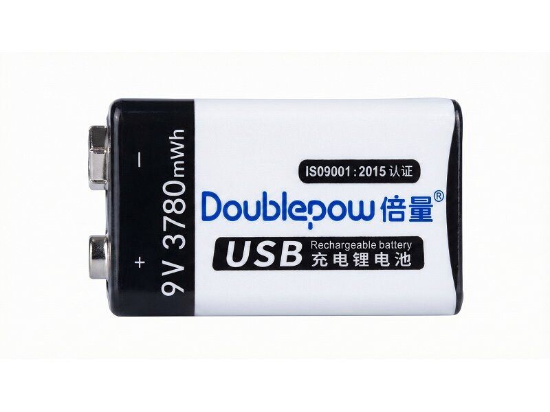 Batéria Li-ion 9V 420mAh 6F22 nabíjateľná USB "C" doublepow (R555B)